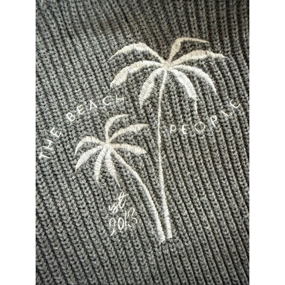 The Beach People The Twin Palms Grey Ribbed Cardigan Sweater M L - Picture 8 of 11